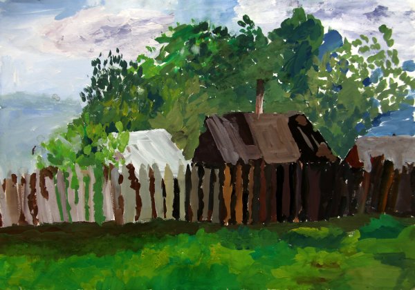 Пленэр акварелью деревня