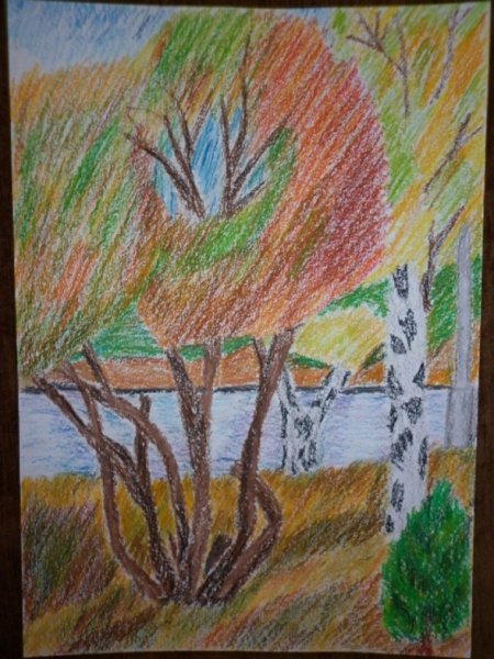 Осень восковые мелки