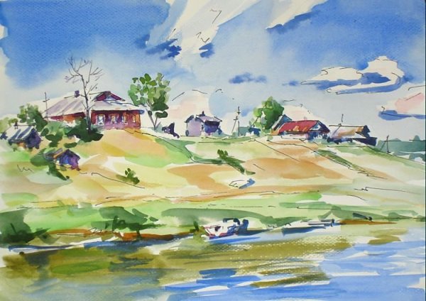 Пейзаж акварелью