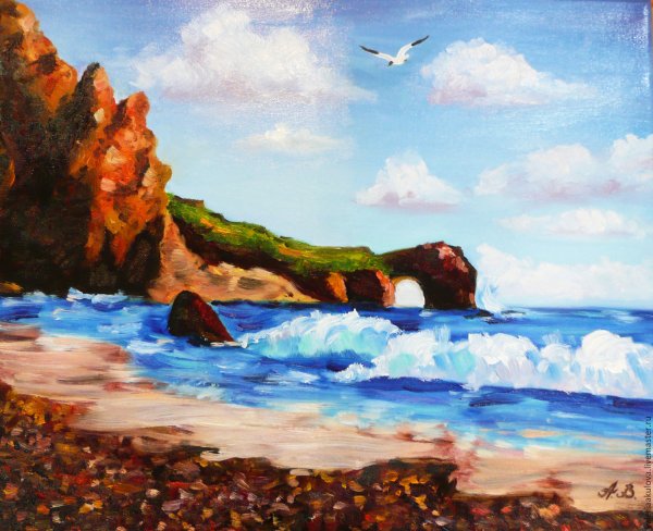 Пластилиновая живопись морской пейзаж