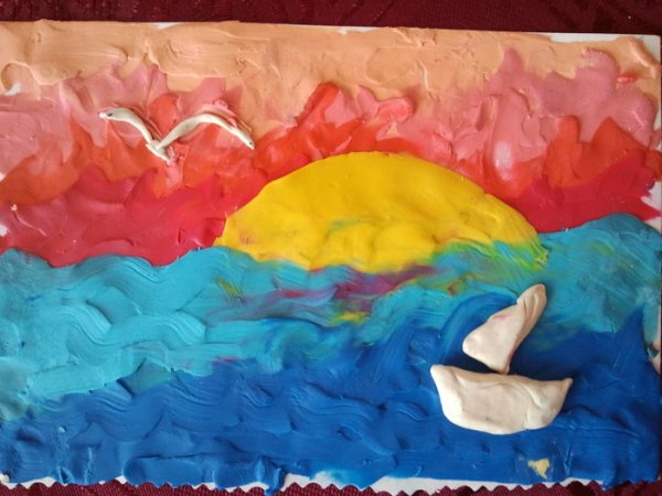 Морской пейзаж пластилином