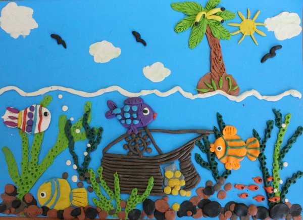 Рисование пластилином подводный мир