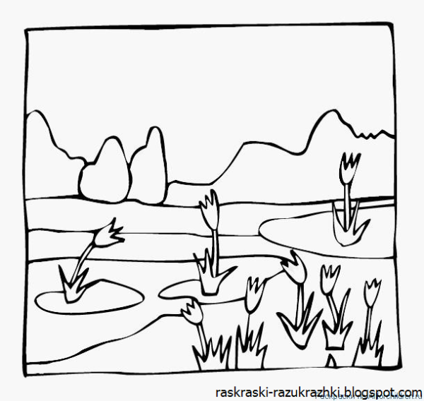 Раскраска пейзаж Весна