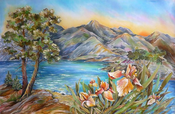 Батик пейзаж свободная роспись