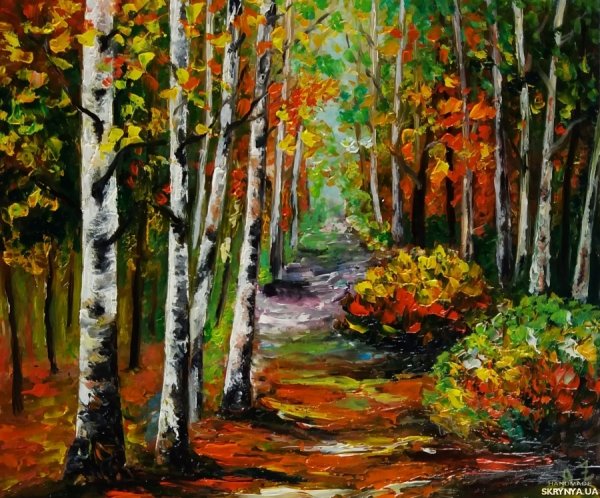 Осенний пейзаж акриловыми красками