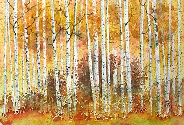 Живопись Березовая роща осенью