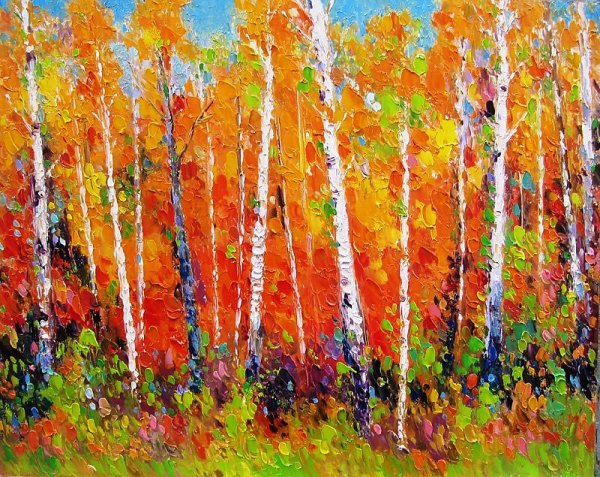 Рисование и аппликация осенние березы