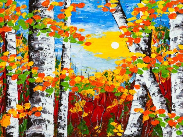 Осенний пейзаж маслом картины