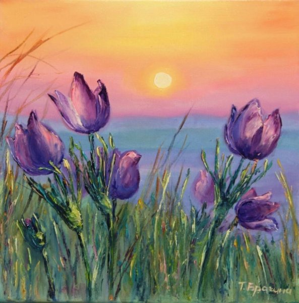 Весенние цветы пастелью