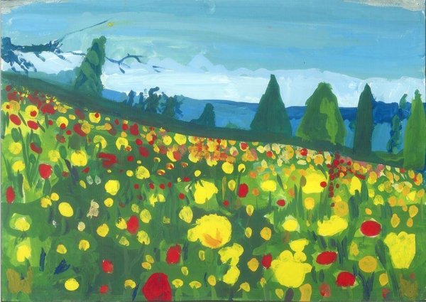 Полянка красками