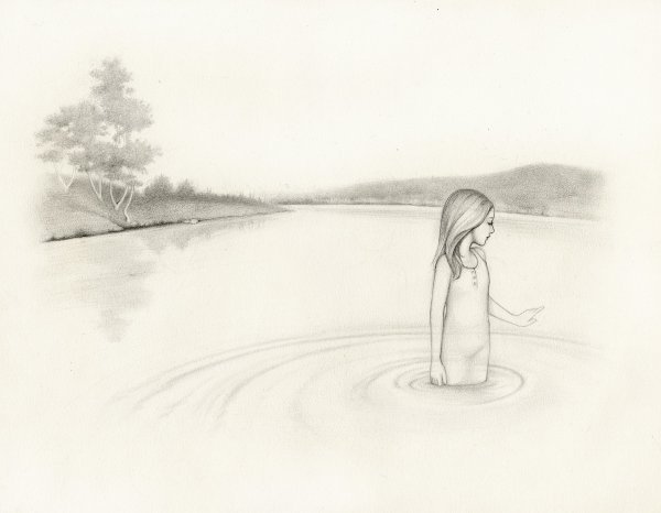 Пейзаж с человеком карандашом