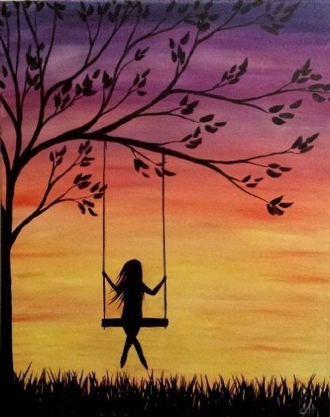 Пейзаж в силуэте человека