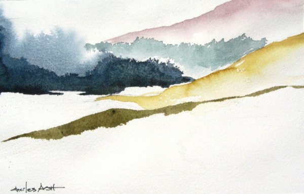 Акварель пейзаж Минимализм