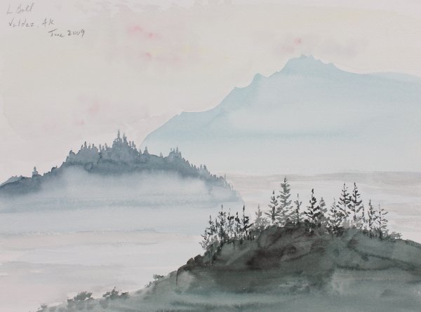 Горы акварелью Минимализм