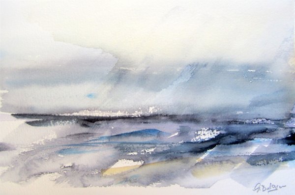 Зимнее небо акварелью