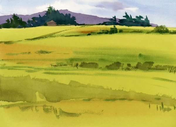 Минималистичные пейзажи акварелью