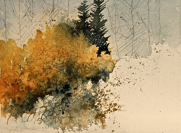 Абстрактный акварельный пейзаж