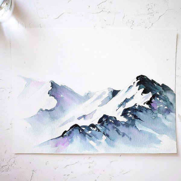 Минималистичный пейзаж акварелью