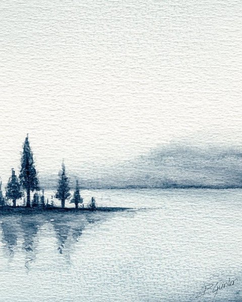 Пейзаж в стиле гризайль