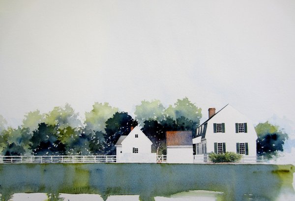 Скандинавские домики акварель