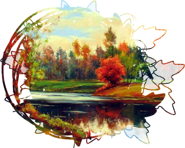 Осенний пейзаж на прозрачном фоне