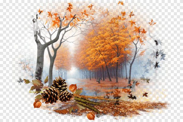 Осенний пейзаж на прозрачном фоне