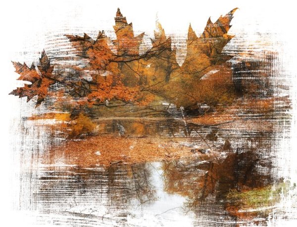 Осенний пейзаж на прозрачном фоне