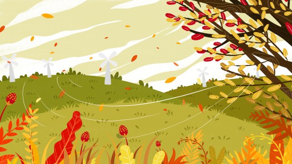 Осенний пейзаж на прозрачном фоне