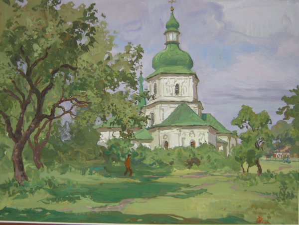 Живопись гуашью пейзажи с Церковью