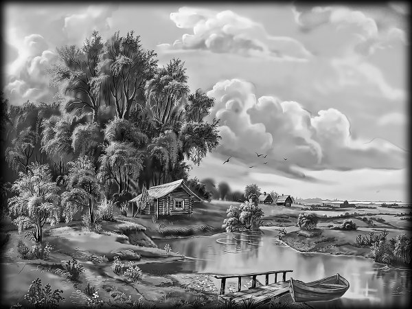 Пейзаж для гравировки на граните