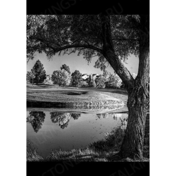 Пейзаж с рыбаком для гравировки