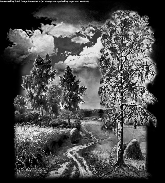 Пейзаж с рекой для гравировки