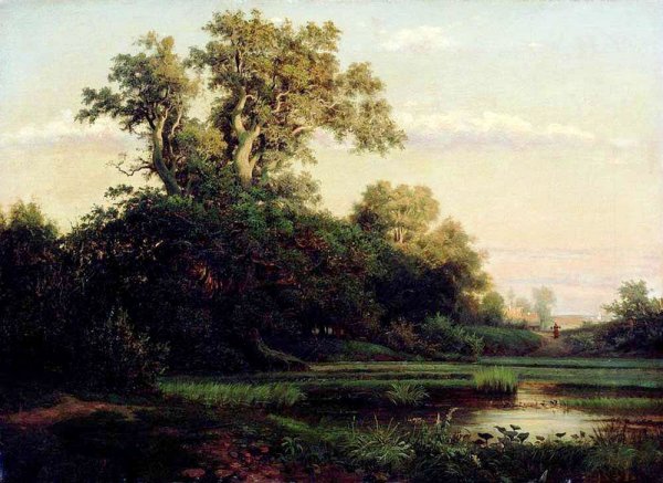 Лев Каменев (1833 – 1886) «пейзаж с избушкой»