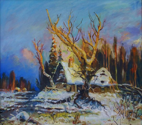 Лев Каменев (1833 – 1886) «пейзаж с избушкой»