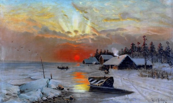 Лев Каменев (1833 – 1886) «пейзаж с избушкой»