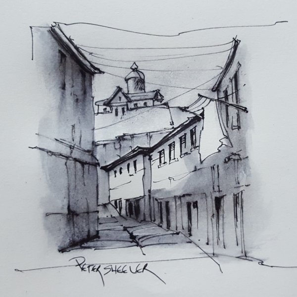 Фахверк акварелью