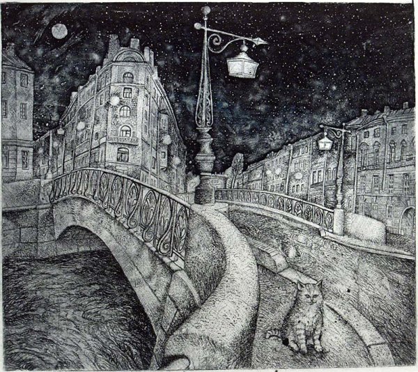 Художник Строганов Леонид коты