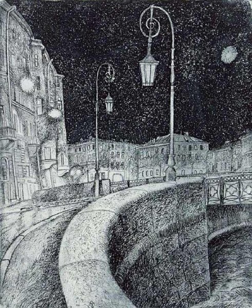 Леонид Строганов Графика пейзаж городской