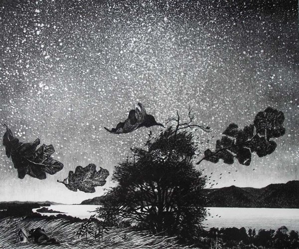 Ночной пейзаж Графика