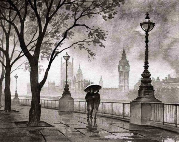 Силуэт ночного города