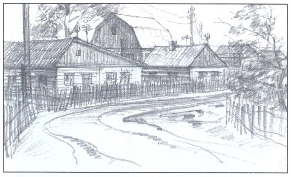 Сельский пейзаж в перспективе