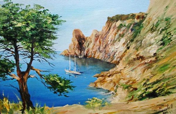 Морской пейзаж гуашью