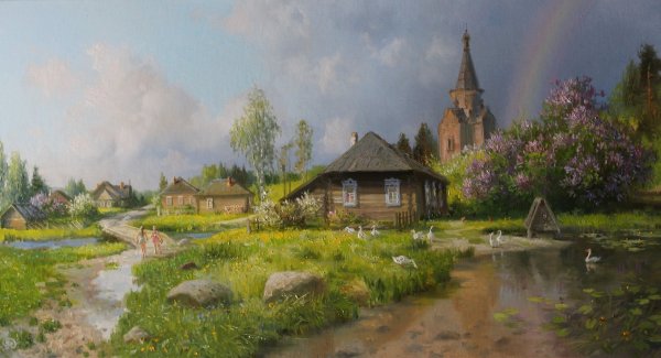 Картина русская деревня Владимир Жданов