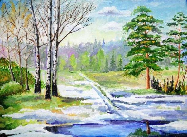 Пейзаж Весна для детей