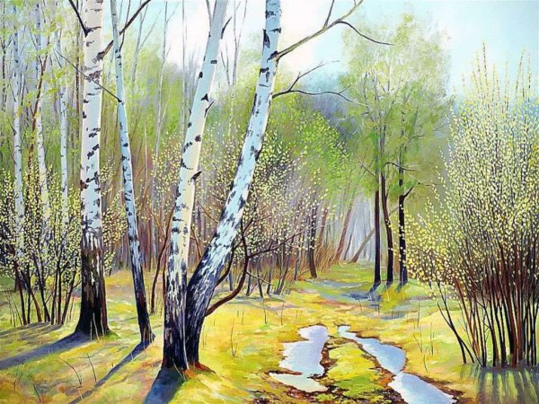 В.Деревенчук. Берёзовая роща. Картина