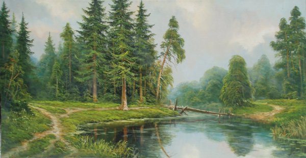 Шишкин Иван Иванович пейзаж с мостиком