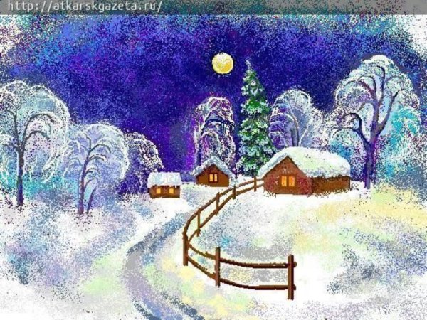 Рисование зимний пейзаж