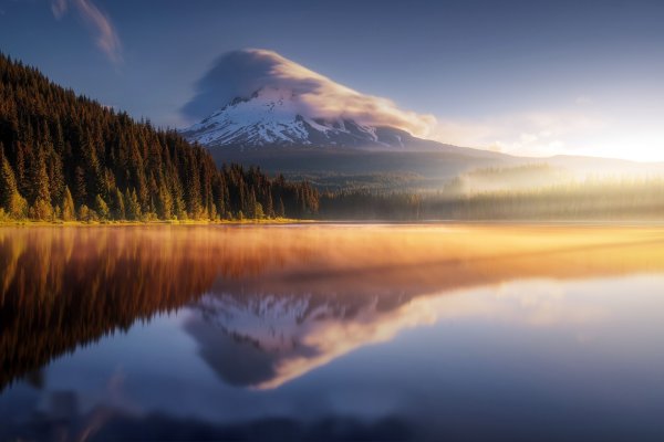 Горы озеро туман