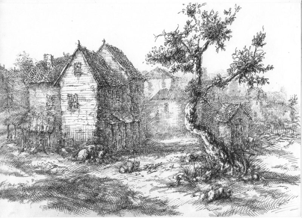 Пейзаж гелевой ручкой