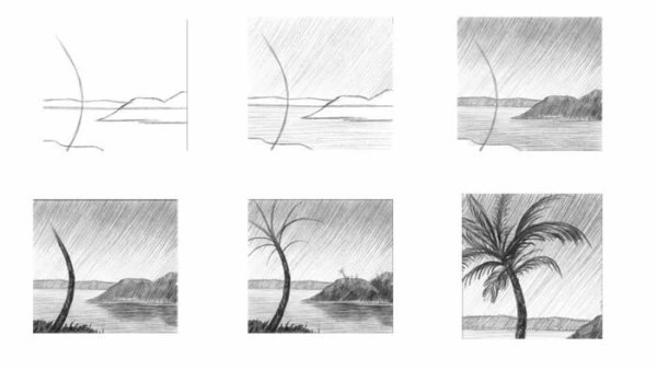 Пейзаж в графике легкий